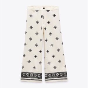 Zara Linen Blend Printed Pants size XL